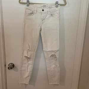 White J Brand distressed crop jeans